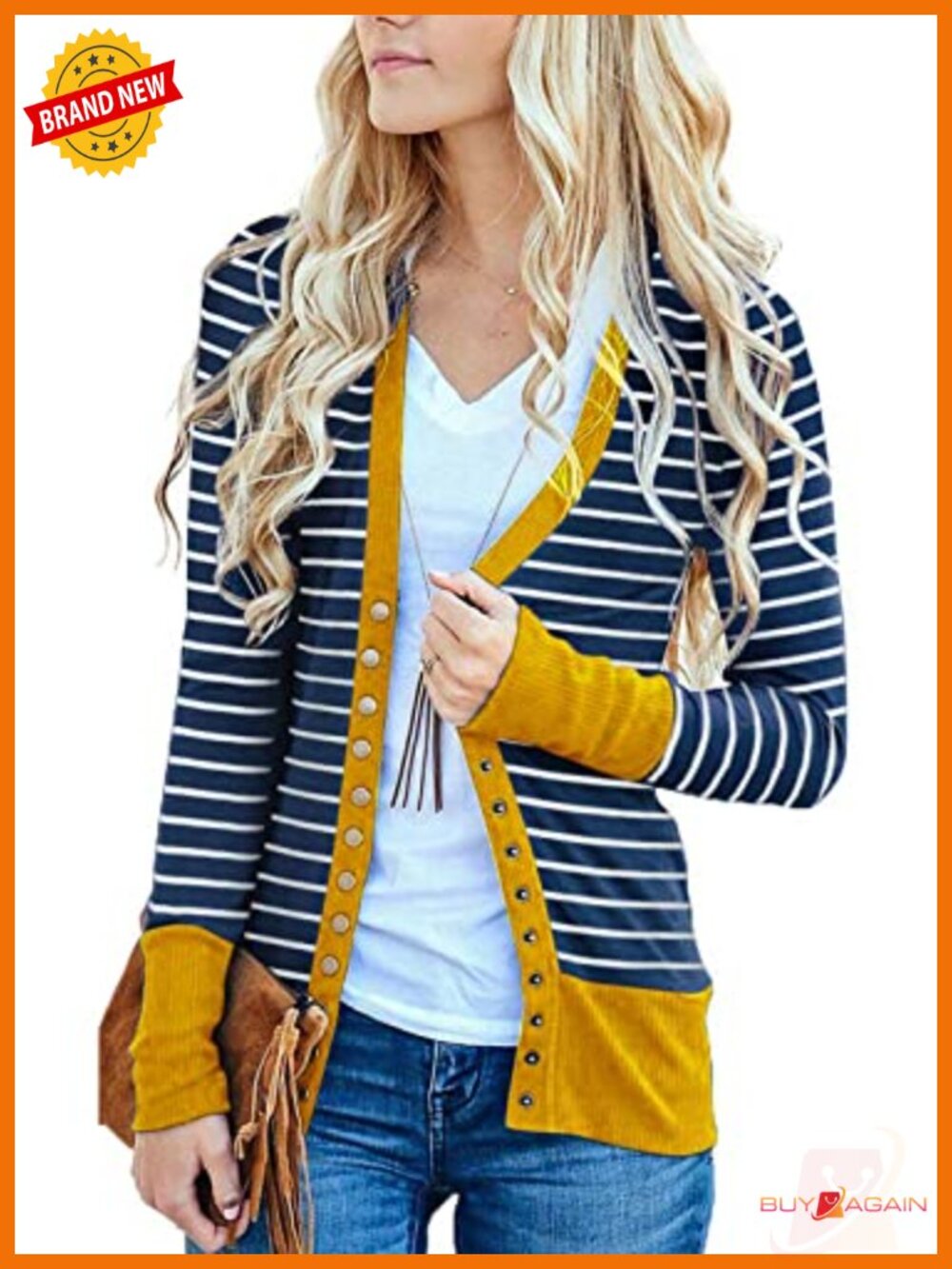 Button Down Long Sleeve Ribbed Cardigan Sweater Open Front